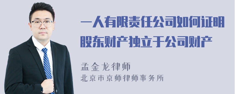 一人有限责任公司如何证明股东财产独立于公司财产