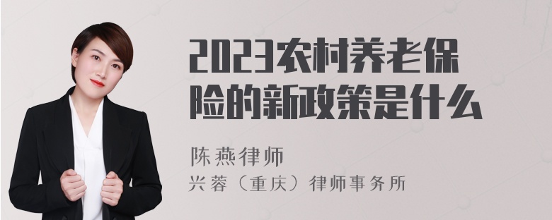 2023农村养老保险的新政策是什么