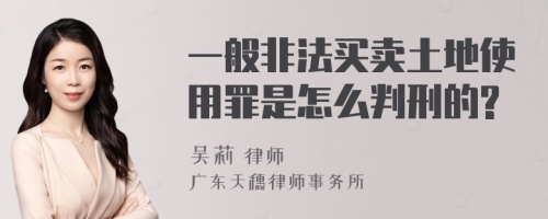 一般非法买卖土地使用罪是怎么判刑的?