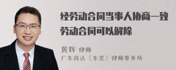 经劳动合同当事人协商一致劳动合同可以解除