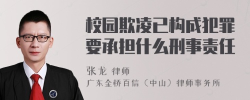 校园欺凌已构成犯罪要承担什么刑事责任