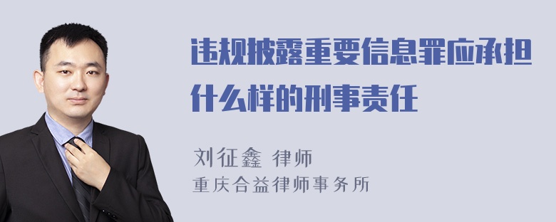 违规披露重要信息罪应承担什么样的刑事责任