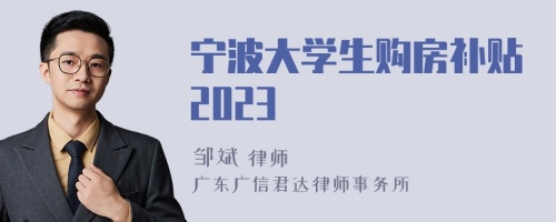 宁波大学生购房补贴2023