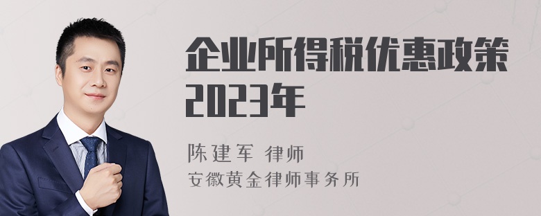 企业所得税优惠政策2023年