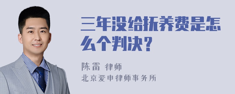 三年没给抚养费是怎么个判决？