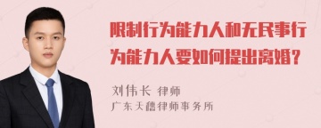 限制行为能力人和无民事行为能力人要如何提出离婚？