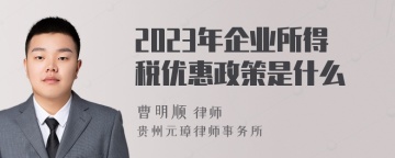 2023年企业所得税优惠政策是什么