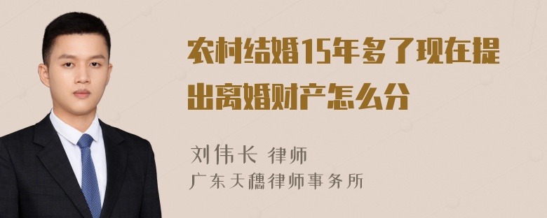 农村结婚15年多了现在提出离婚财产怎么分