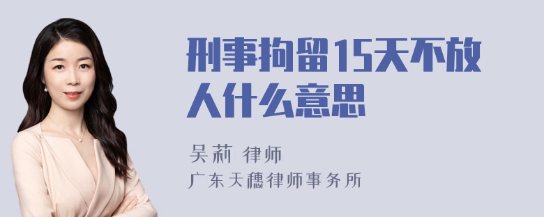 刑事拘留15天不放人什么意思