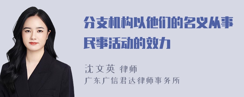 分支机构以他们的名义从事民事活动的效力