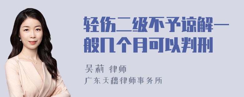 轻伤二级不予谅解一般几个月可以判刑