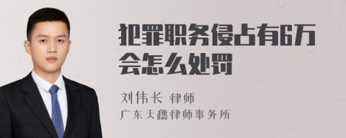 犯罪职务侵占有6万会怎么处罚