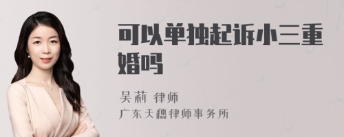 可以单独起诉小三重婚吗