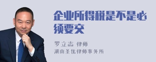 企业所得税是不是必须要交