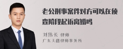 老公刑事案件对方可以在侦查阶段起诉离婚吗