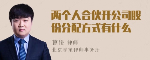 两个人合伙开公司股份分配方式有什么