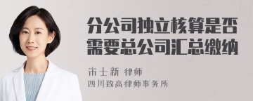 分公司独立核算是否需要总公司汇总缴纳