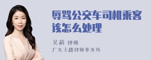 辱骂公交车司机乘客该怎么处理