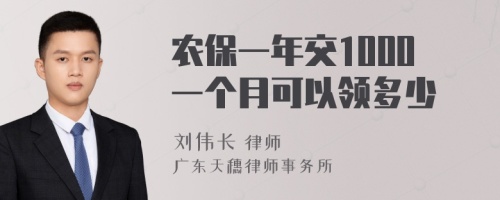 农保一年交1000一个月可以领多少