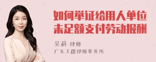 如何举证给用人单位未足额支付劳动报酬