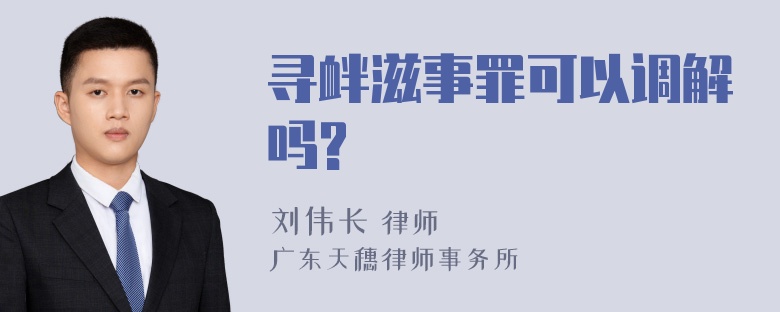 寻衅滋事罪可以调解吗?