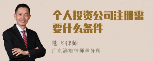 个人投资公司注册需要什么条件