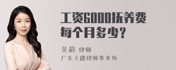 工资6000抚养费每个月多少？