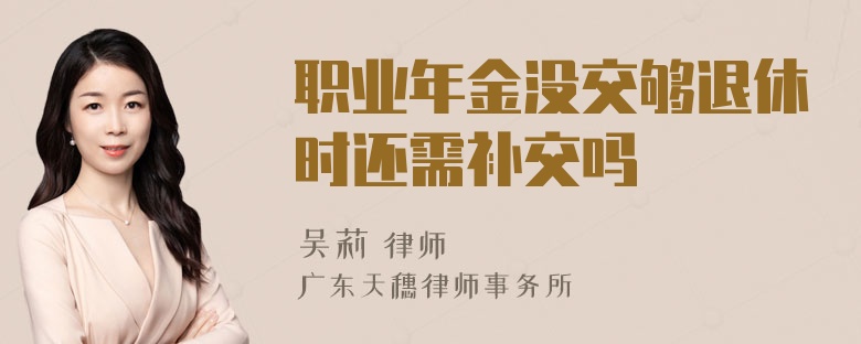 职业年金没交够退休时还需补交吗