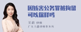 因妨害公务罪被拘留可以保释吗