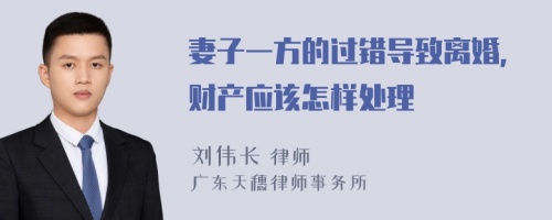 妻子一方的过错导致离婚，财产应该怎样处理