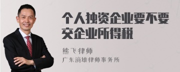 个人独资企业要不要交企业所得税