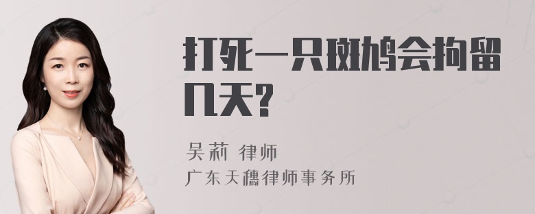 打死一只斑鸠会拘留几天?