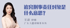 追究刑事责任对象是什么意思？