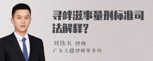 寻衅滋事量刑标准司法解释?