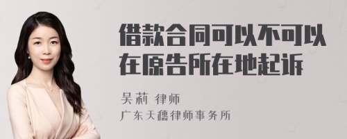 借款合同可以不可以在原告所在地起诉