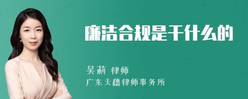 廉洁合规是干什么的