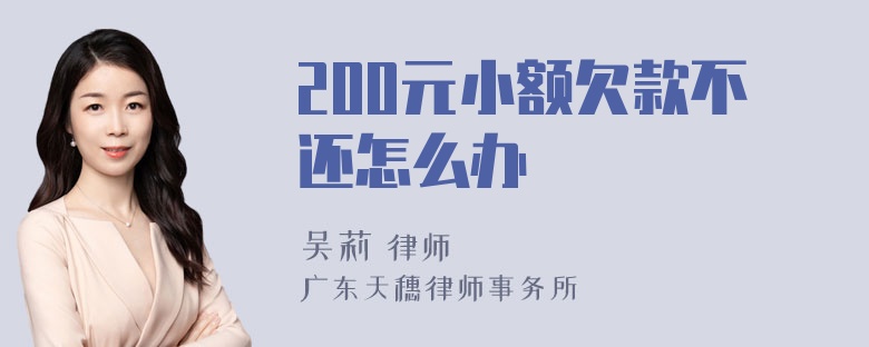 200元小额欠款不还怎么办