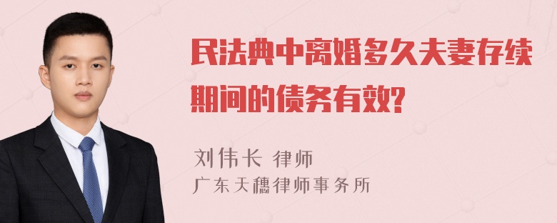 民法典中离婚多久夫妻存续期间的债务有效?