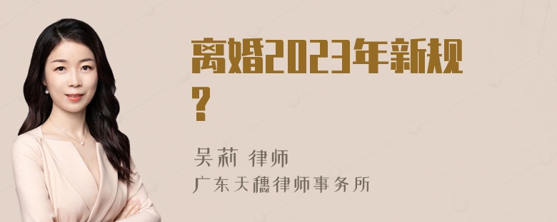 离婚2023年新规?