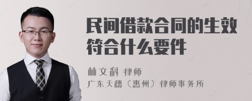 民间借款合同的生效符合什么要件