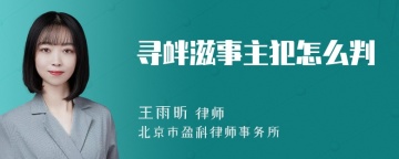 寻衅滋事主犯怎么判