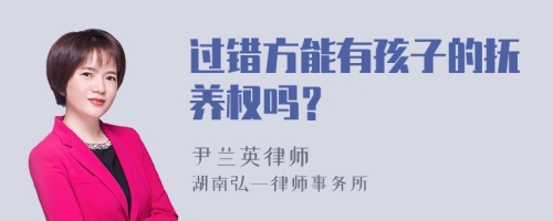 过错方能有孩子的抚养权吗？