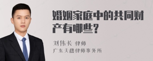 婚姻家庭中的共同财产有哪些?