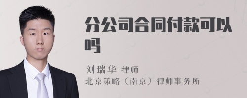 分公司合同付款可以吗