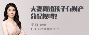 夫妻离婚孩子有财产分配权吗?