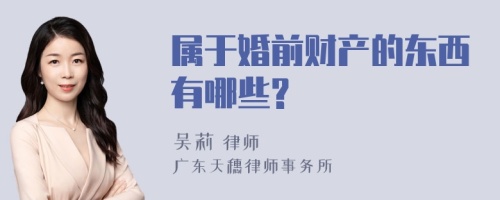 属于婚前财产的东西有哪些?