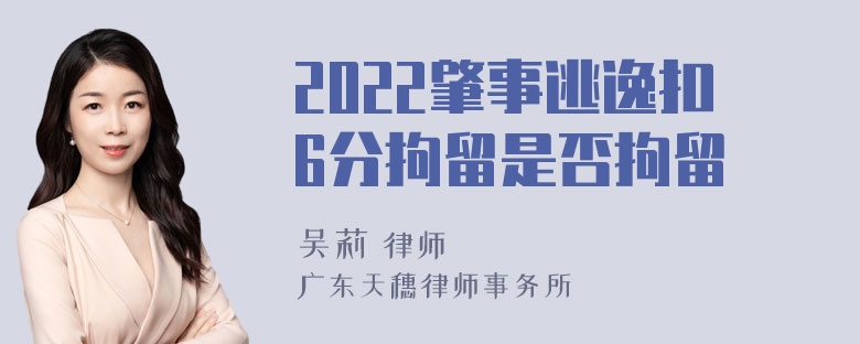 2022肇事逃逸扣6分拘留是否拘留