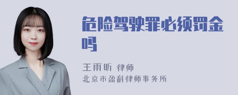 危险驾驶罪必须罚金吗