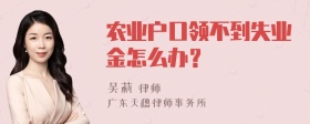 农业户口领不到失业金怎么办？