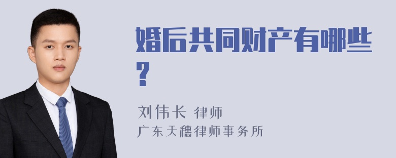 婚后共同财产有哪些?